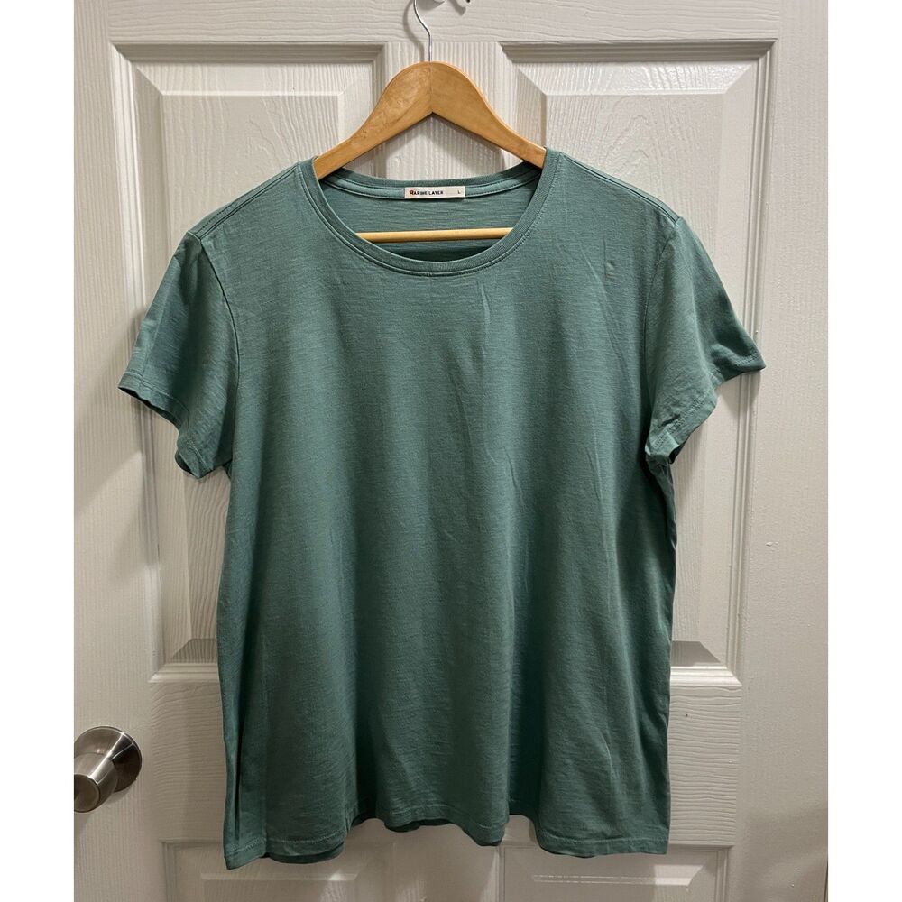 Marine Layer Short Sleeves Crewneck T-Shirt Size Large Green Supima Cotton Blend